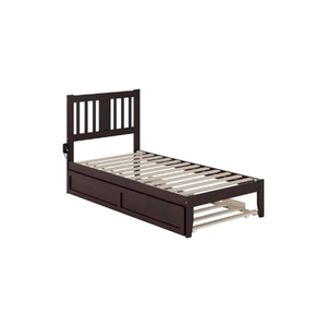 Lit gigogne double traditionnel – Construction en panneaux de pin massif couleur expresso avec fixation en surface - Product Image 1