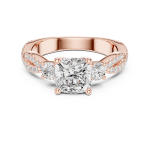 Spiral Band Classic 14K Yellow Gold Classic 2 CT <b>Cushion</b> Cut Engagement <b>Ring</b> IGI Certified Lab Grown Diamond Anniversary <b>Wedding</b> - Product Image 5