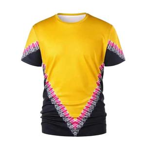 เสื้อยืดแขนสั้นผู้ชายสีเหลืองดำชมพู ดีไซน์พิมพ์ลาย ระบายอากาศได้ดี เหมาะสำหรับใส่ลำลองในฤดูร้อน - Product Image 1