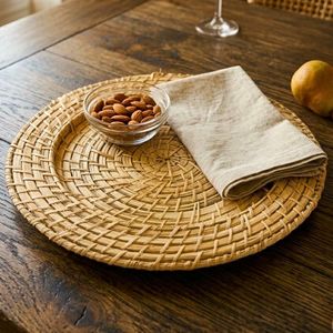 Hot Trend Cheap Wholesale Handwoven Rattan Placemat Eco Friendly Home Decor <b>Table</b> <b>Mat</b> Supplier - Product Image 1