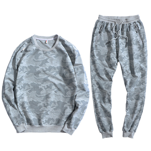 Nouvel ensemble de survêtement pour homme, sweat-shirt camouflage rouge, pantalon de jogging noir, col rond, manches longues, tenue décontractée d'automne, 100% polyester - Product Image 3