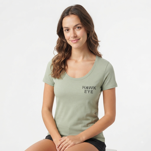 T-shirt à manches courtes pour femme Hawk Eye, col rond, couleur unie, décontracté, respirant, 100% coton, coupe ajustée, haut pour le printemps et l'été - Product Image 4