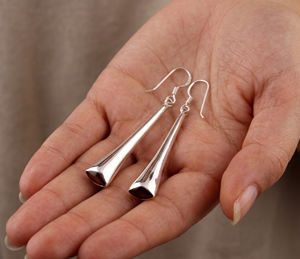 <b>Solid</b> 925 Sterling <b>Silver</b> Tapered Stick Drop <b>Earrings</b> | Minimalist Long Dangle Fine Jewelry Gift for Women Wholesale Price - Product Image 6