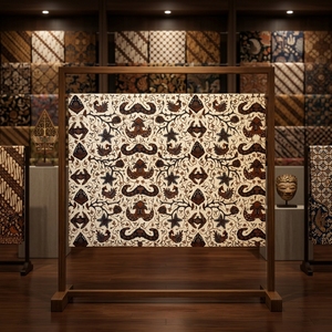 Handcrafted Indonesian Hand Drawn Batik Tulis Eco-Friendly Cotton Fabric Traditional Wahyu T. Bledak Motif Classic White Bag - Product Image 6