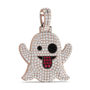 Pendentif fantôme mignon avec micro-pavé de diamants, breloque en alliage plaqué or 18 carats, design de dessin animé, bijou unisexe, cadeau - Product Image 3