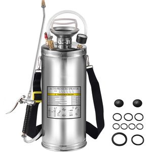 Pulvérisateur manuel en acier inoxydable de 2 gallons avec manomètre, poignée de lance de 20 pouces et tuyau renforcé de 3 pieds – Ensemble de pulvérisateurs - Product Image 1