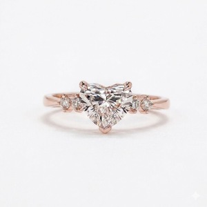 Anillo de Diamante Cultivado en Laboratorio CVD de 1CT, Color E, Claridad VS1, Forma de Corazón de 6.5 mm, Anillo de Compromiso de Oro de 18K, Anillo de Moda con 5 Piedras, Anillo de Propuesta de Matrimonio - Product Image 2