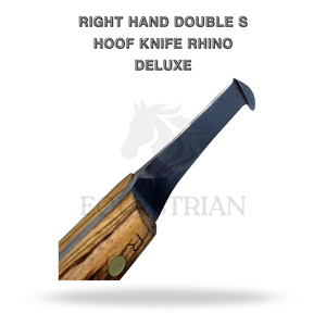Cuchillo de pezuña doble S para mano derecha Rhino Deluxe, herramienta veterinaria para examen y recorte de pezuñas de caballos - Product Image 2