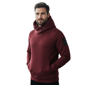 Sudadera con Capucha Unisex de Color Sólido, Tejido de Rizo Ecológico, con Bolsillo Tipo Canguro, Diseño Cruzado de Cuello Alto, 100% Algodón - Product Image 1
