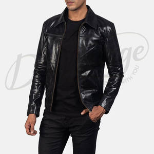 Chaqueta de Motociclista de Cuero Genuino Negro Premium para Hombre - Corte Ajustado, Estilo Café Racer, Piel de Oveja Suave, con Cierres - Product Image 6