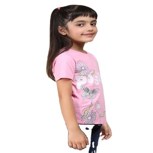 Camiseta de cuello redondo Smart Look 100% algodón para niñas disponible en diferentes métodos de impresión seleccionados a mano para la venta - Product Image 6