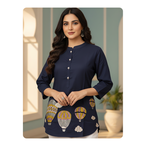 Top Corto de Algodón con Bordado Laxmi Lifestyle Flex para Mujer, Ropa Tradicional India Informal para Fiestas, Lavable, Ropa de Moda para Exportación - Product Image 5