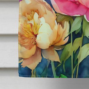 Gran multicolor peonías acuarela casa bandera porche manga poste decorativo patio Banner pared colgante poliéster ilustraciones para casa - Product Image 4
