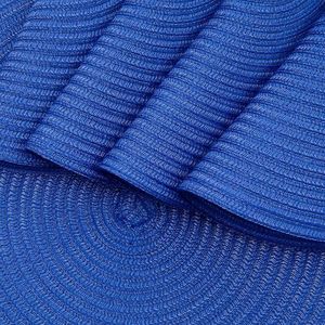 Set di 6 tovagliette rotonde blu da 15 pollici in cotone e poliestere, lavabili, con design intrecciato per la tavola - Product Image 5