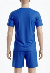 Men's Blue Crew Neck Short Sleeve Solid Color Polyester Soccer Jersey Set Regular Fit Moisture Wicking All Seasons Athletic Wear - Product Image 2