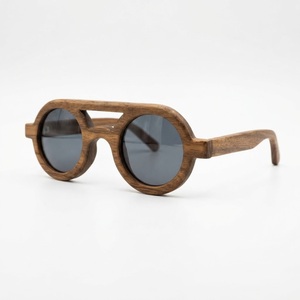 Eco Friendly Custom Logo <b>Round</b> Wooden <b>Sunglasses</b> Green Mirror Polarized Lenses Handcrafted Bamboo Wood Frame Sun Glass Wholesale - Product Image 4
