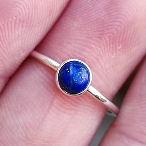 <b>Lapis</b> <b>Lazuli</b> <b>Ring</b> 925 Sterling Silver Handmade Boho Statement Promise Jewelry for Women Natural Round Shape Gemstone Jewelry - Product Image 3