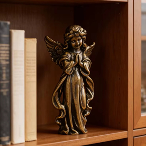 รูปปั้นนางฟ้าทองเหลืองทำมือ ของตกแต่งบ้านที่ไม่เหมือนใคร เหมาะสำหรับวางโชว์บนชั้นวาง และเป็นตัวเลือกของขวัญสำหรับเทศกาลต่างๆ - Product Image 1