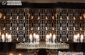 <b>Wedding</b> Reception Stage with Elegant Candle Wall Screens Grand Reception Stage Metal Candle <b>Stand</b> luxury Candle <b>Backdrop</b> Panel - Product Image 5
