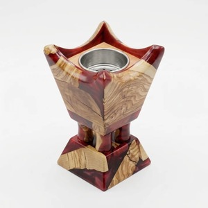 Brûleur à Bakhoor en bois d'acacia et résine époxy de style arabe moderne, fait main, luxe, porte-encens Mubkhar pour encens aromatique, Oud - Product Image 2