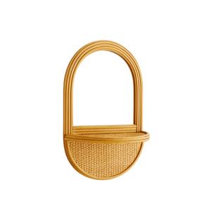 Espejo de pared bohemio de ratán con estante para pasillo, baño y decoración de oficina en casa, espejos de ratán vintage de Vietnam - Product Image 1