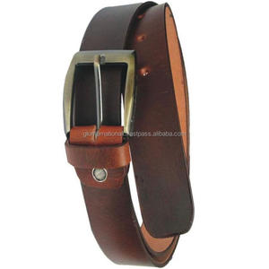 Cinturón informal de cuero marrón pintado a mano personalizado para hombre con cinturón de jeans con hebilla de latón antiguo extraíble elegante - Product Image 5