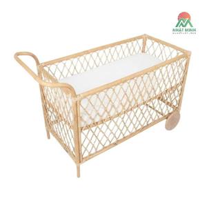 Cuna de ratán Nhat Minh con acabado natural, diseño rústico para bebés de 0 a 3 años, muebles para dormitorio infantil - Product Image 2