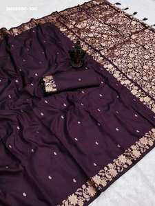 Fournisseur de saris et de chemisiers en soie banarasi pure, de qualité supérieure, style moderne, avec motif tissé à la main, provenant de Surat, Inde. - Product Image 3