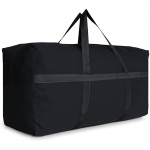 Large Capacity <b>Canvas</b> Duffle Bag Unisex Solid Color Zipper Closure Travel Gym Fitness Bag with Soft Handle - Product Image 2