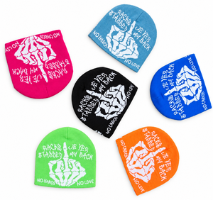 Gorro de Punto Jacquard Azul Rey Personalizado con Gráfico de Mano de Esqueleto, Estilo Urbano Gótico Y2K, Gorro de Invierno Unisex - Product Image 6
