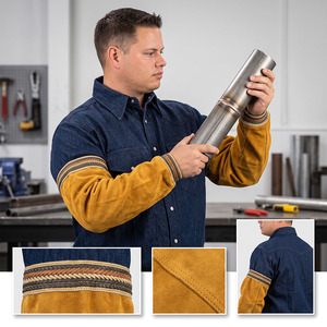 Manchons de soudage en cuir de vachette pleine fleur de qualité supérieure, tabliers de sécurité industriels, protection thermique pour les travailleurs, conformes aux normes ANSI/ISEA Cut - Product Image 3