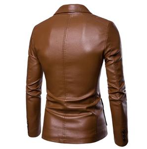 New Winter Fashion New Men's <b>Genuine</b> Leather Canvas Breathable Waterproof Lapel Dress Suit Coat / Business Casual Custom - Product Image 2