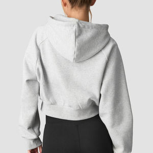 Sudadera con capucha extragrande de estilo urbano para mujer, de alta calidad, color sólido, con cremallera, hombros caídos y mangas largas, al por mayor. - Product Image 3