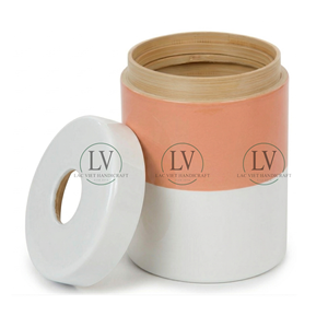 Unique Design Spun Bamboo Waste <b>Bin</b> With <b>Lid</b>, Office Desktop Paper <b>Bin</b>, Small Bamboo Trash <b>Bin</b> Mixed Glossy Paint From Vietnam - Product Image 3