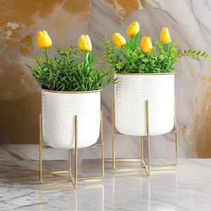 Jardinière rustique en métal galvanisé avec support, pour intérieur et extérieur, décoration de jardin, pot de fleurs surélevé en zinc ondulé, support pour plantes sur pied - Product Image 3