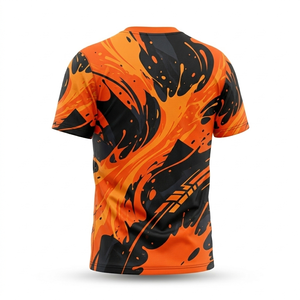 เสื้อเจอร์ซีย์ผู้ชายคอกลมแขนสั้นพิมพ์ลายแบบซับลิเมชั่นด้านหน้า น้ำหนัก 220 กรัม ลายกราฟิกสปอร์ต ระบายอากาศได้ดี แห้งเร็ว รับผลิตแบบ OEM พร้อมสกรีนโลโก้ตามสั่ง - Product Image 3