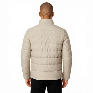 Chaqueta de plumón para hombre, cuello alto, gruesa, cálida, informal, con cremallera completa, color liso, acolchada, para invierno - Product Image 2