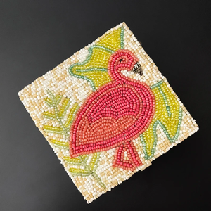 Boîte de rangement pour bijoux pliable en coton 100% faite à la main, artisanale, à motifs floraux perlés, broderie multicolore, personnalisable - Product Image 2