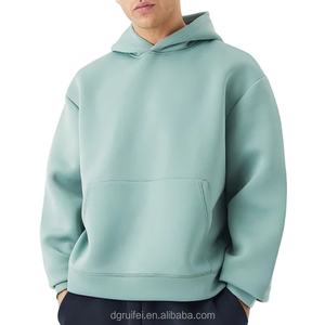 Personalizado bordado Puff impresión poliéster forro polar de gran tamaño Boxy recortada hombres Sudadera con capucha - Product Image 6