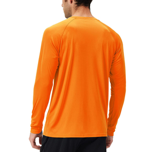 Men Orange Long Sleeve <b>Raglan</b> T-Shirt Regular Fit O-Neck Quick Dry Knitted 100% Polyester Casual Workout <b>Top</b> - Product Image 4