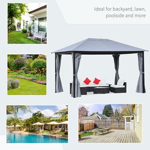 10 'X 13' con struttura in alluminio Gazebo con struttura a baldacchino esterno tetto rete tende giardino prato giardino ponte grigio pergolato padiglione - Product Image 4