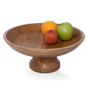 Cuenco de madera hecho a mano con base acanalada, diseño Wabi Sabi, para servir comida, accesorios de mesa, decoración para el hogar. - Product Image 2