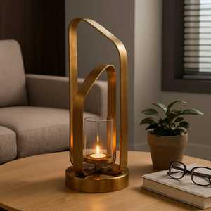 Support de bougie moderne léger et élégant avec un design géométrique pour la décoration de la maison, support en métal résistant à la chaleur - Product Image 2