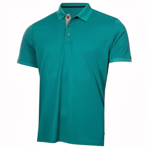 Polo en maille à manches courtes de qualité supérieure pour homme, couleur unie, style décontracté, coupe classique, vert sarcelle, boutons sur le devant, respirant - Product Image 1