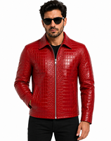 Veste en cuir et toile personnalisée pour homme Dumela, style motard, col montant, fermeture éclair, coupe ajustée, couleur unie