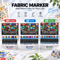 Ensemble de marqueurs textiles 20 32 40 couleurs pour T-shirts, chaussures en toile, sacs fourre-tout, dessin et coloriage DIY