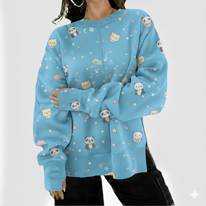 Sudadera Oversize para Mujer, Forrada, de Manga Larga, para Otoño/Invierno, Estilo Moderno, Cuello Redondo, Tejido Cálido de Peso Medio, Personalizable - Product Image 3