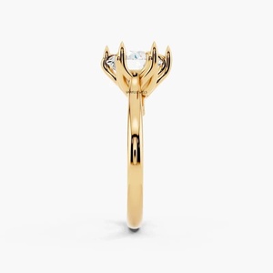 Anillo de Compromiso Solitario con Diamante Cultivado en Laboratorio, Certificado IGI, Seis Puntas, Diseño Minimalista, Oro 10K 14K 18K, Plata 925 935 - Product Image 4