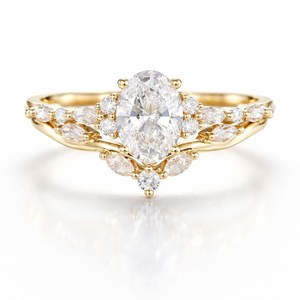 Ensemble de fiançailles en or avec diamant de laboratoire ovale éternel et diamant marquise - Product Image 4