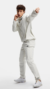 Ensemble de sweat-shirts à capuche blancs pour hommes, couleur unie, style sportif, tissu tricoté respirant, vêtements de printemps - Product Image 2